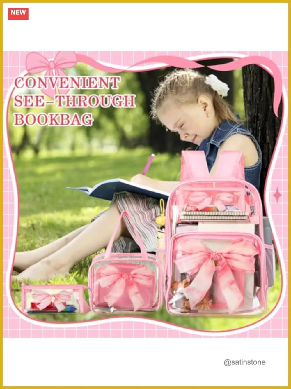 Clear PVC Backpack Set with Lunch Bag and Pencil Case